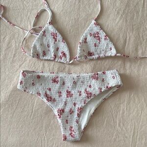 Wanderlust x Posse White Bikini with Floral Print